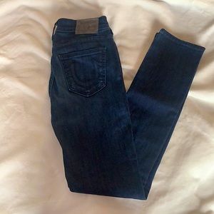 True Religion dark navy straight leg jeans, slim fitting